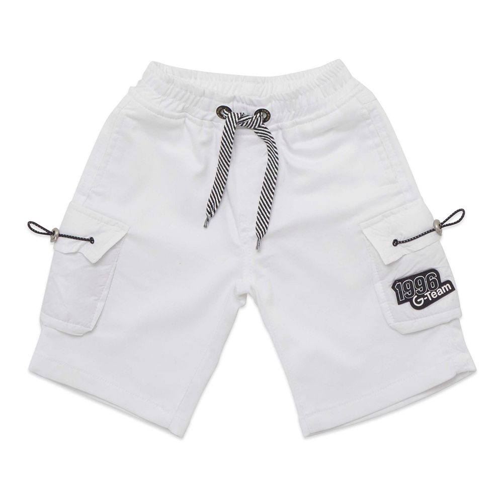 Little Kangaroos - Boy Full Elastic Shorts - White