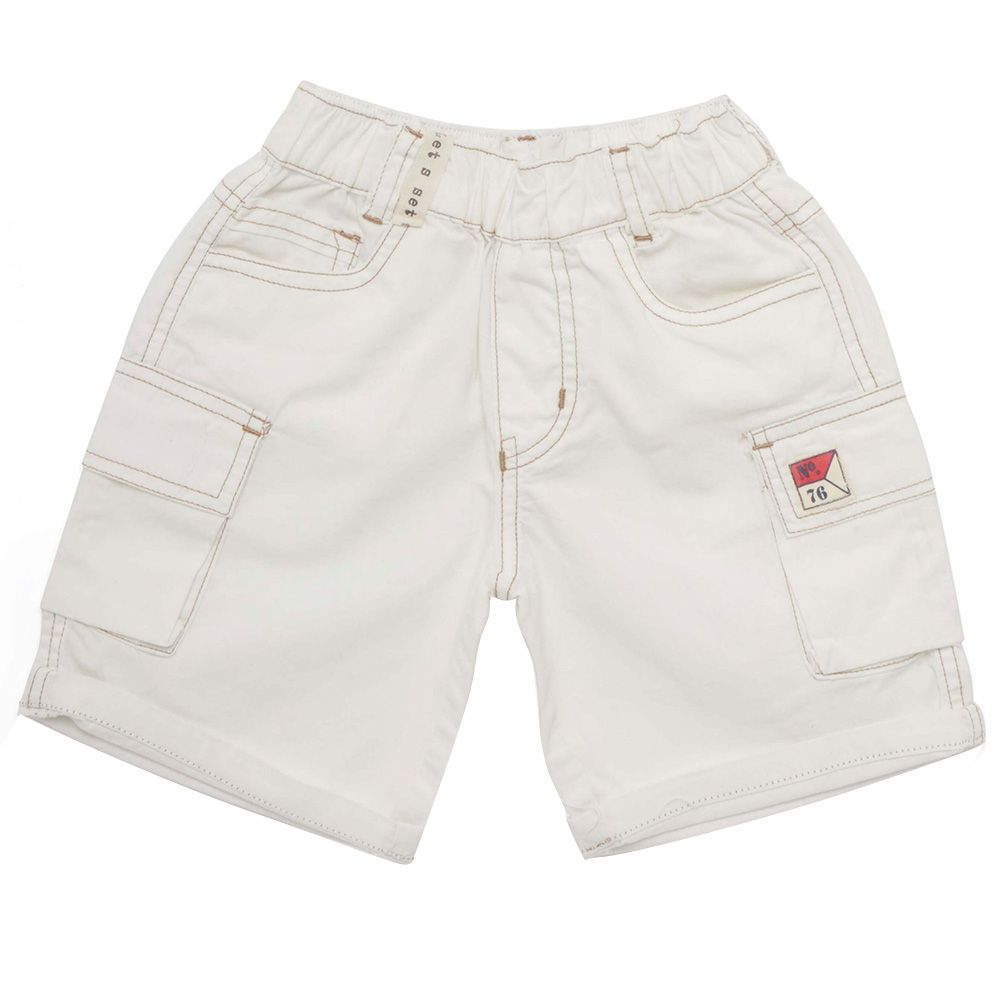 Little Kangaroos - Boy Elasticated Woven Bermuda Shorts - Off White