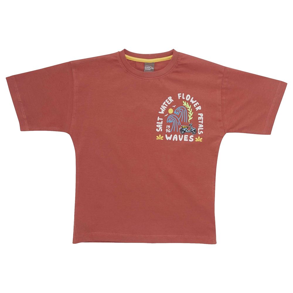 Little Kangaroos - Boy Half Sleeve T-Shirt - Tobacco