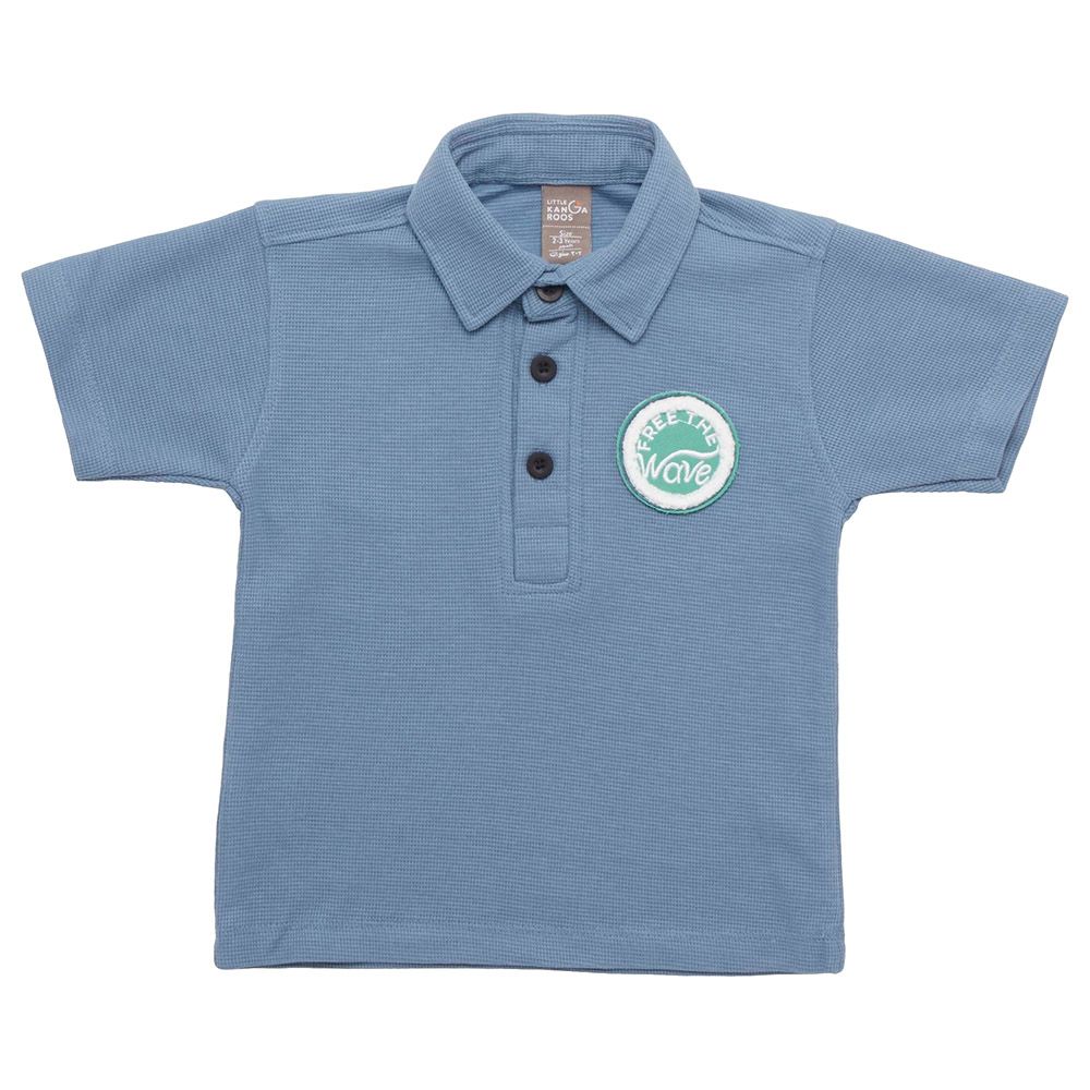 Little Kangaroos - Boy Half Sleeve Polo T-Shirt - Denim Blue