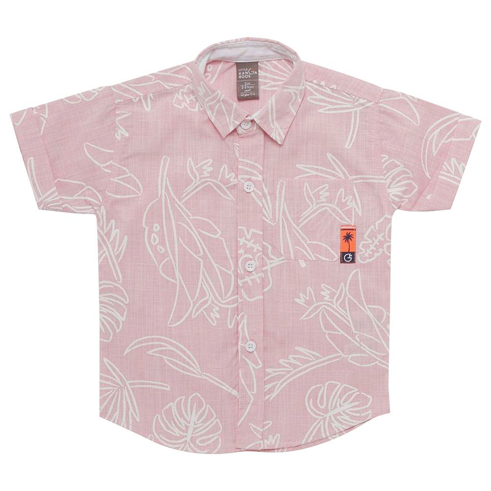 Little Kangaroos - Boy Collar Neck Printed Shirt - Pink