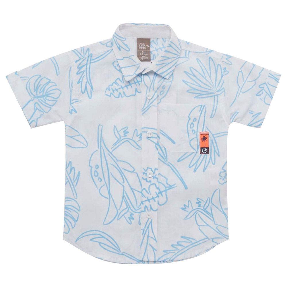 Little Kangaroos - Boy Collar Neck Printed Shirt - White