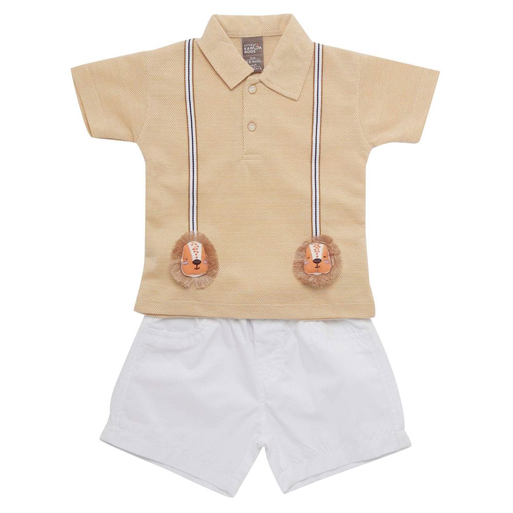 Little Kangaroos - 2pc-Set - Baby Boy Polo T-Shirt & Shorts - Mustard