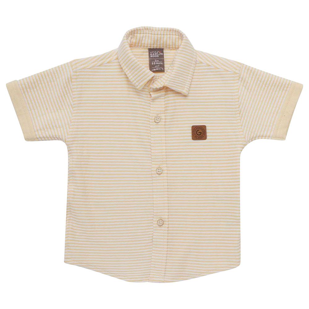 Little Kangaroos - Baby Boy Half Sleeve Striped Shirt - Yellow/White