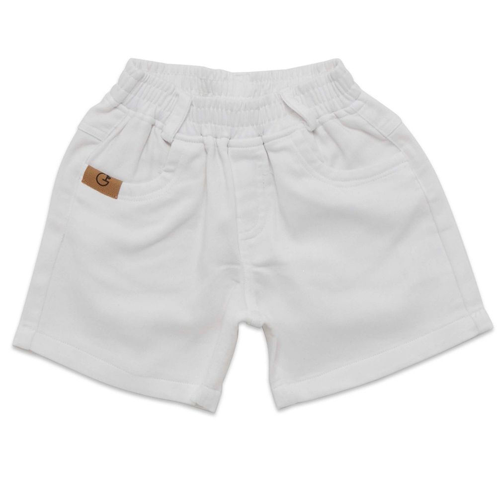 Little Kangaroos - Baby Boy Full Elastic Denim Shorts - White