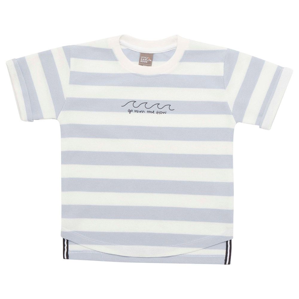 Little Kangaroos - Boy Round Neck Half Sleeve Striped T-Shirt - Blue