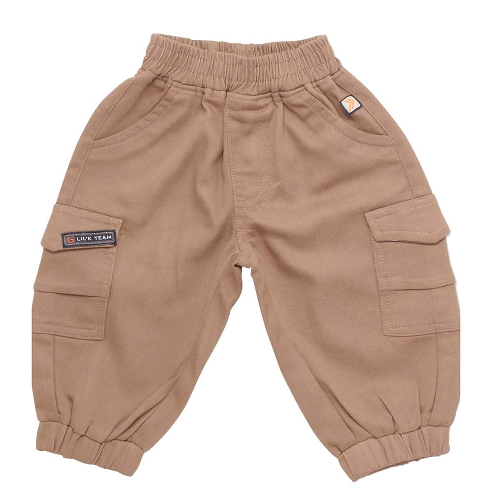 Little Kangaroos - Baby Boy Full Elastic Denim Joggers - Beige