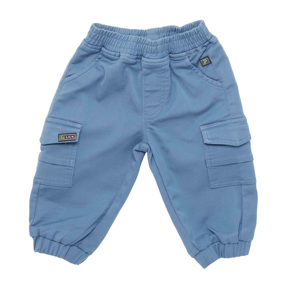 Little Kangaroos - Baby Boy Full Elastic Denim Joggers - Blue