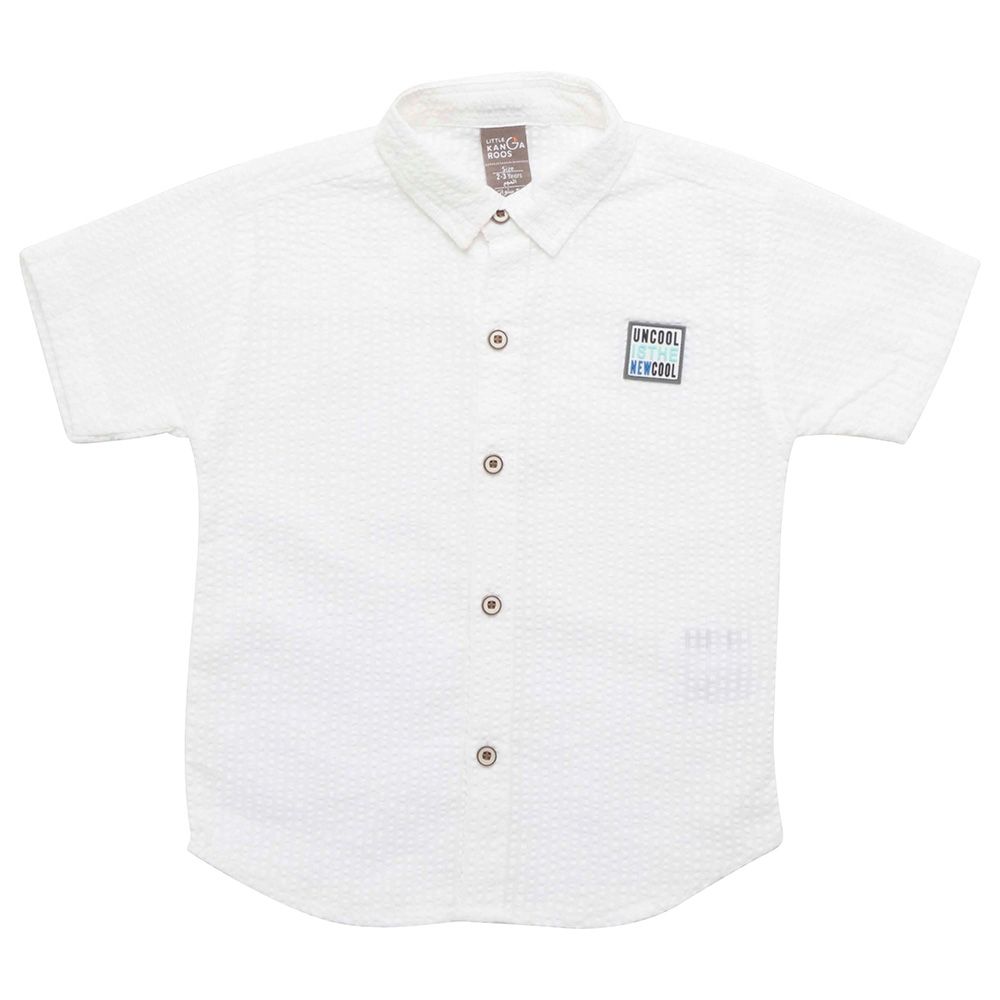 Little Kangaroos - Boy Collar Neck Half Sleeve Shirt - White