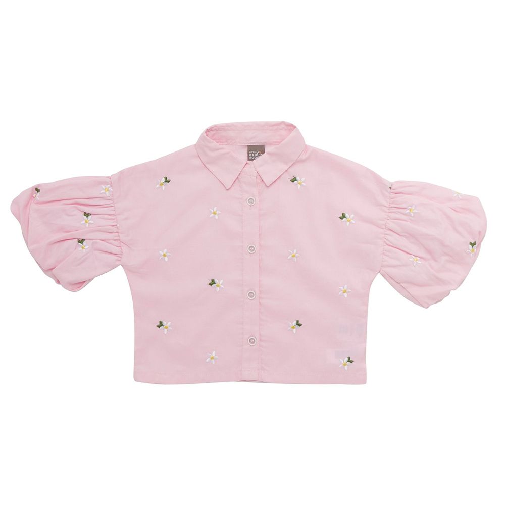 Little Kangaroos - Girl Collar Neck Printed Blouse - Pink