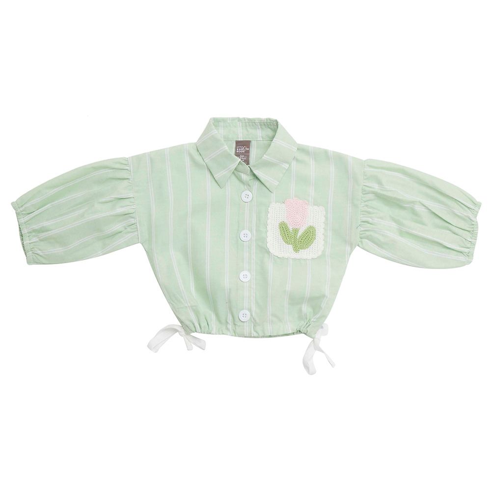 Little Kangaroos - Girl Striped Crop Blouse - Mint