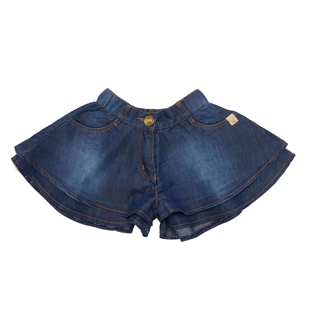 Little Kangaroos - Girl Semi Elasticated Flared Denim Shorts - Dark Blue