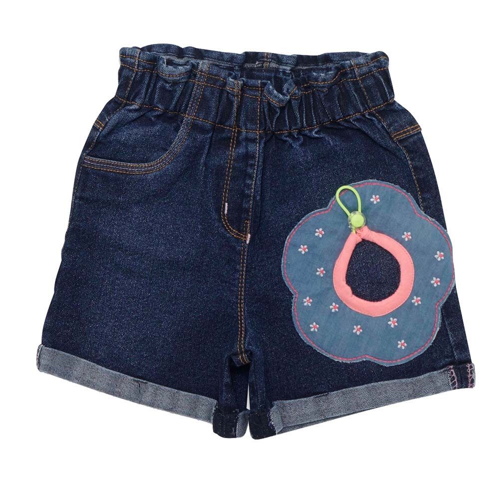 Little Kangaroos - Girl Full Elastic Denim Shorts - Dark Blue