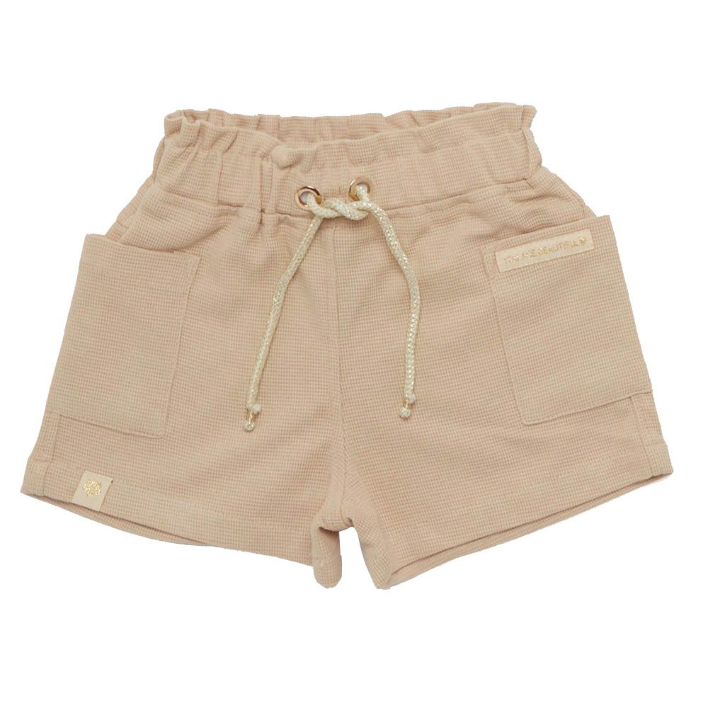 Little Kangaroos - Girl Elasticated Knitted Shorts - Fawn