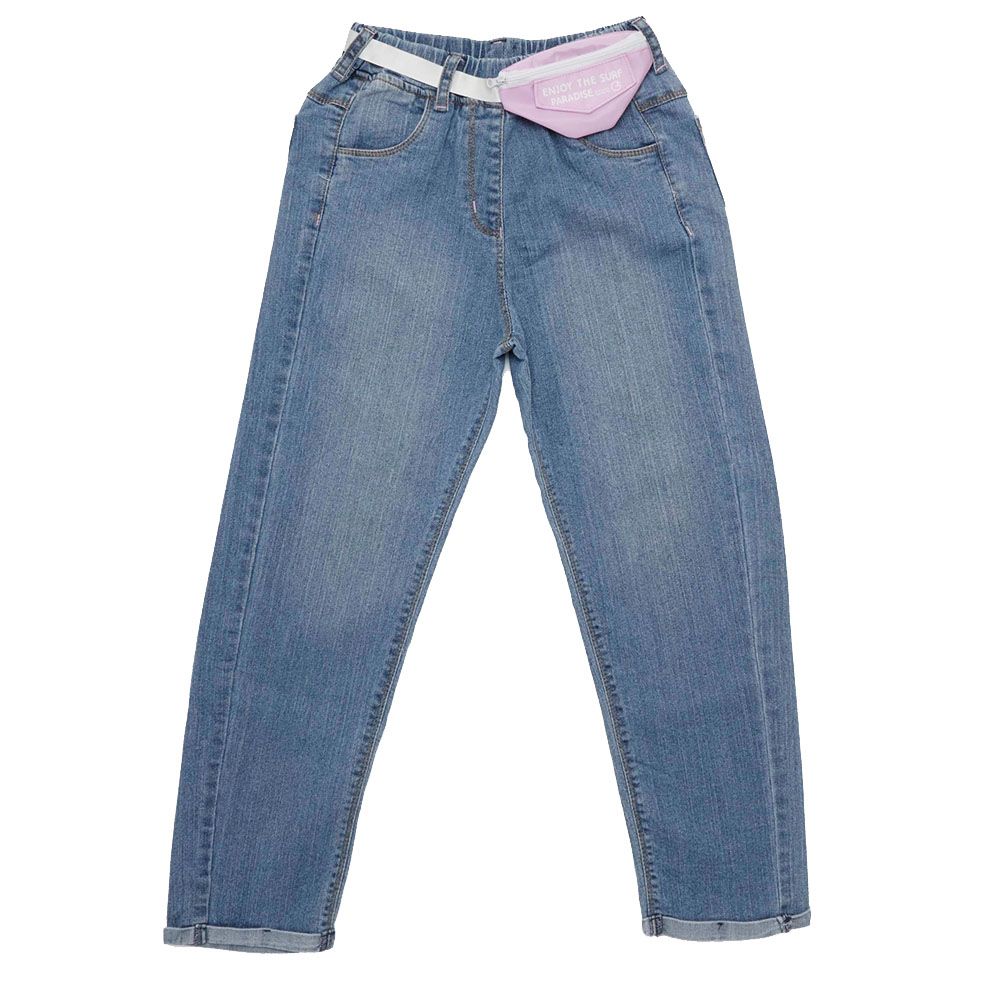 Little Kangaroos - Girl Elasticated Denim Mom Fit Jeans - Light Blue