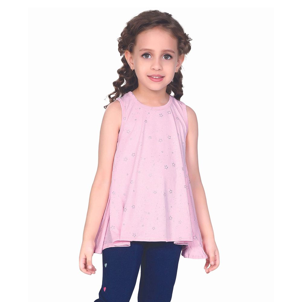 Little Kangaroos - Girl Round Neck Sleeveless Flare Tank Top - Pink