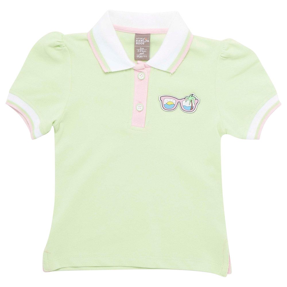 Little Kangaroos - Girl Collar Neck Short Sleeve Polo T-Shirt - Pista