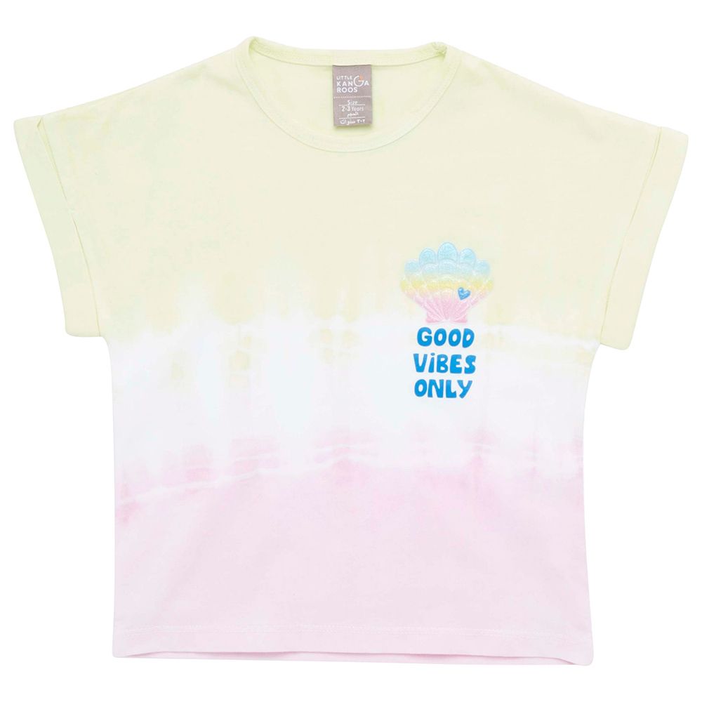 Little Kangaroos - Girl Short Sleeve Good Vibes T-Shirt - Lime Green