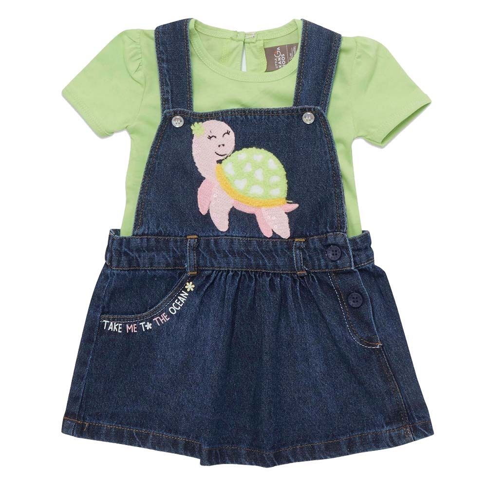 Little Kangaroos - 2pc-Set - Baby Girl T-Shirt & Dress - Blue/Green