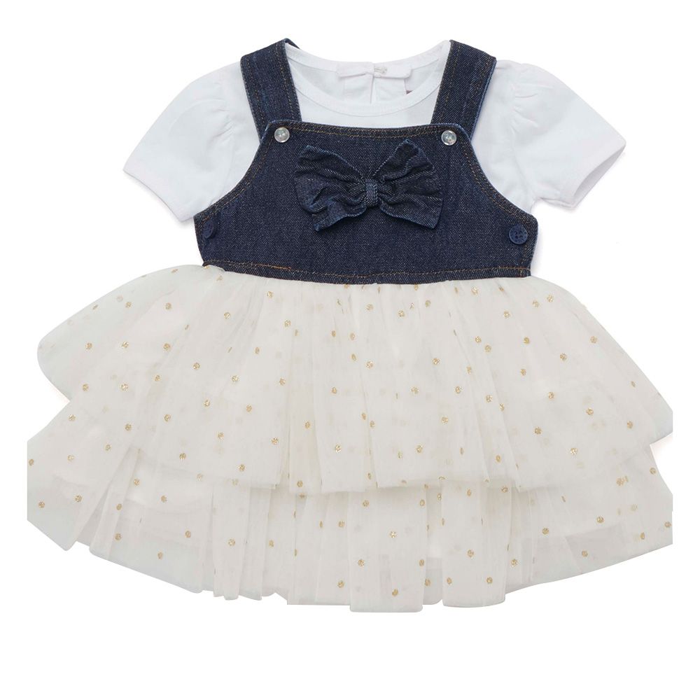 Little Kangaroos - 2pc-Set - Baby Girl T-Shirt & Dress - White/Blue