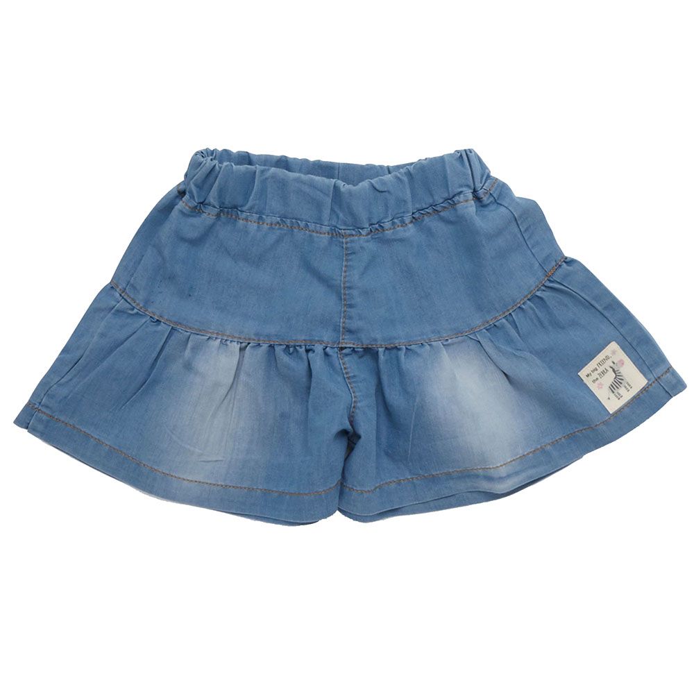 Little Kangaroos - Baby Girl Flared Denim Shorts - Light Blue