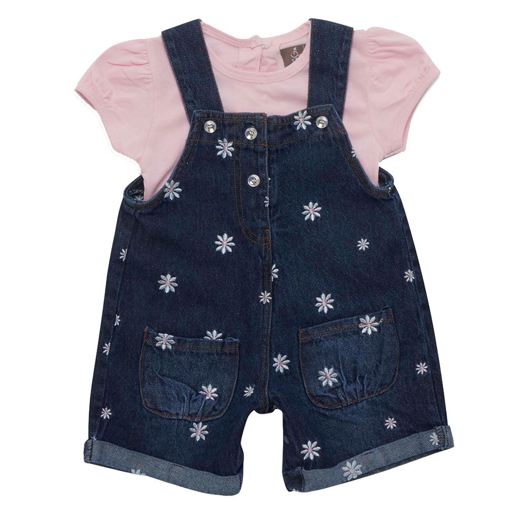 Little Kangaroos - 2pc-Set - Baby Girl T-Shirt & Dungaree - Dark Blue