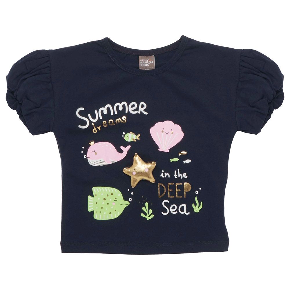 Little Kangaroos - Baby Girl Short Sleeve Summer Dreams T-Shirt - Navy