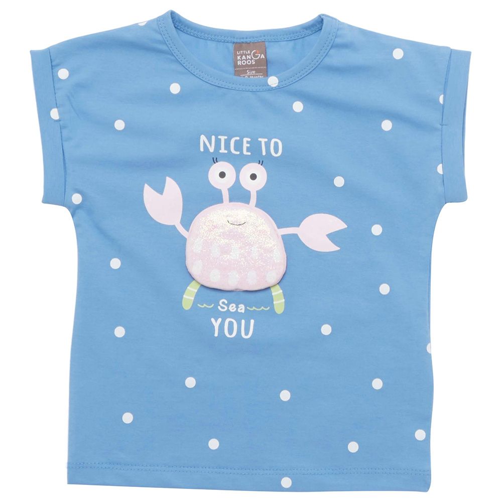 Little Kangaroos - Baby Girl Sleeveless Crab T-Shirt - Blue