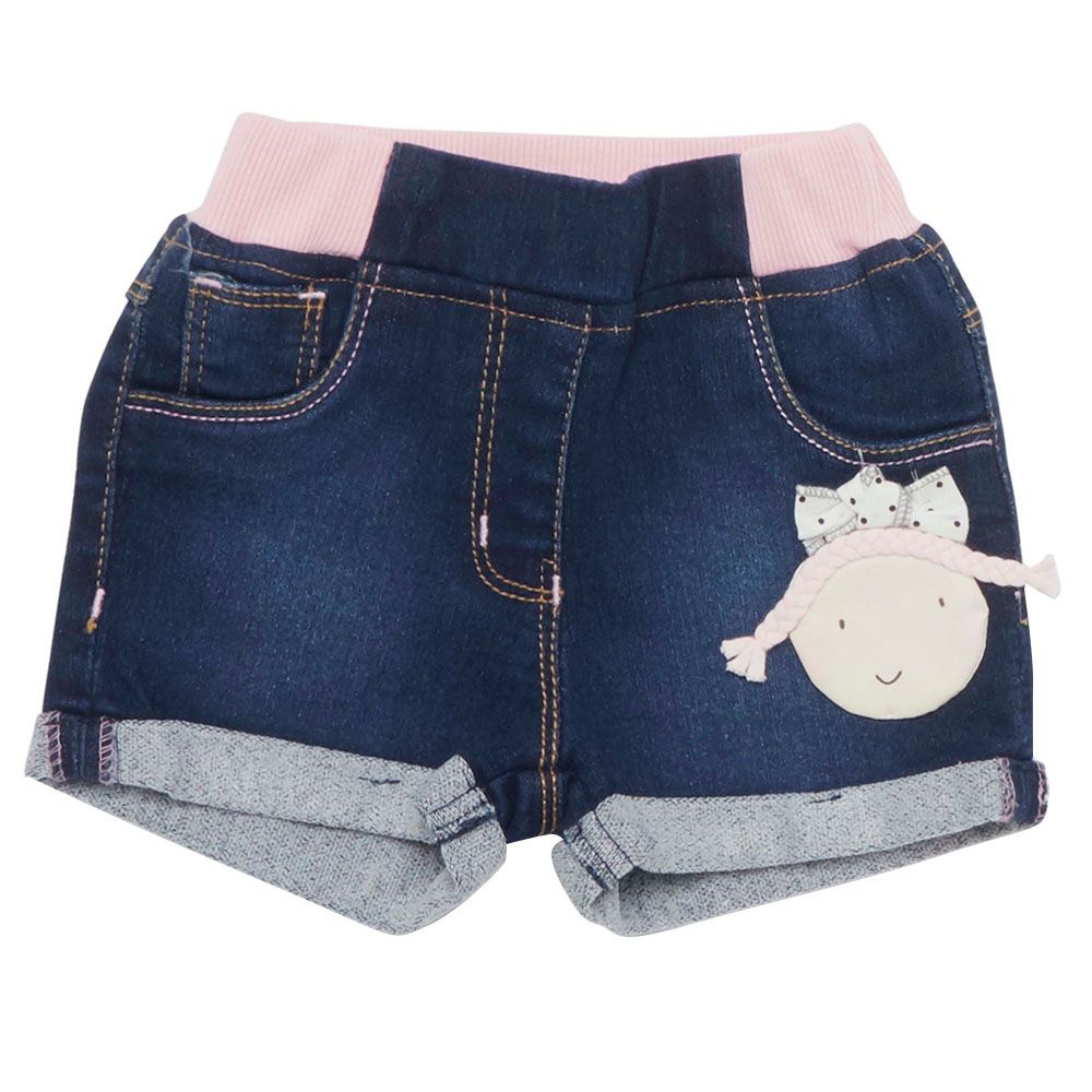 Little Kangaroos - Baby Girl Elasticated Denim Shorts - Navy Blue