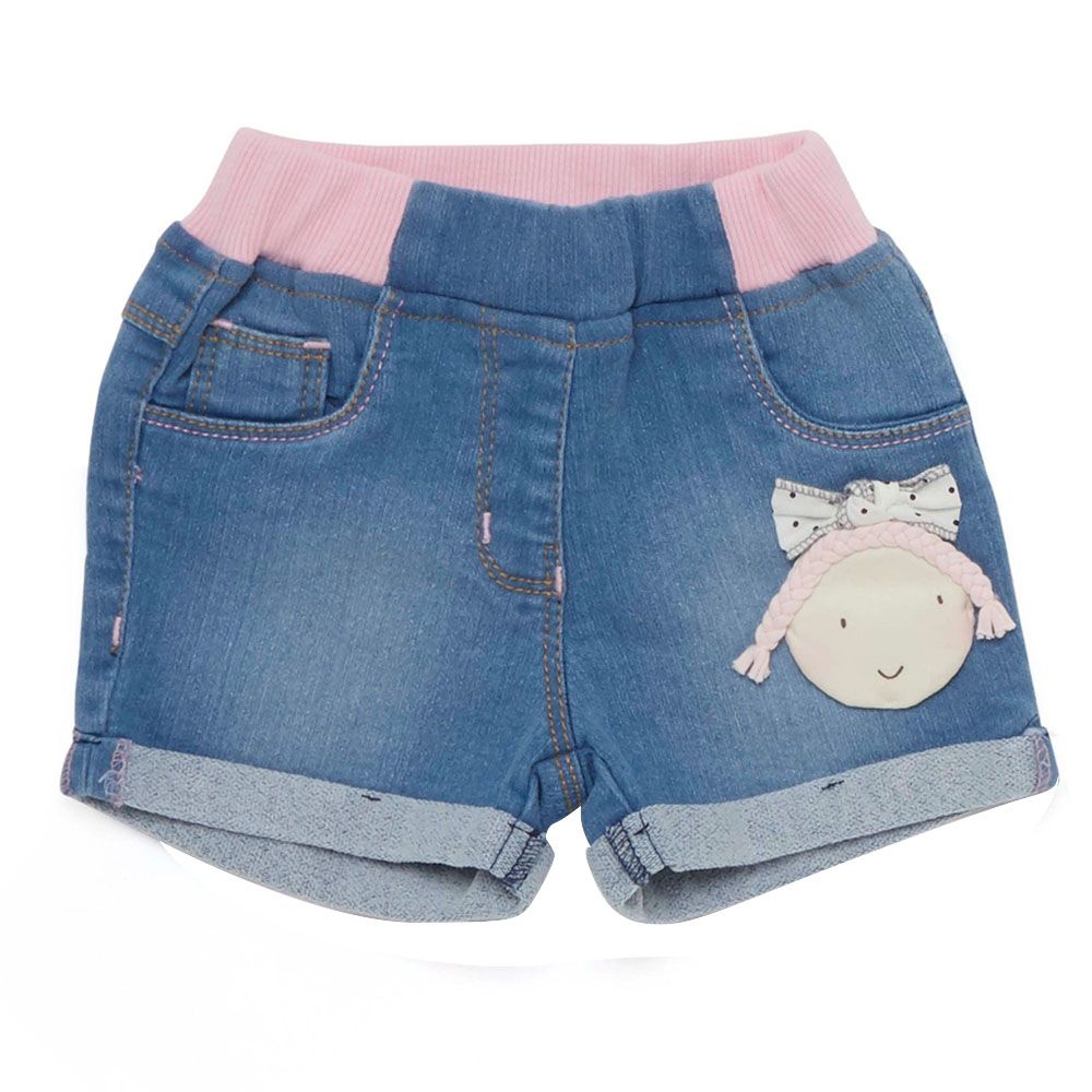 Little Kangaroos - Baby Girl Elasticated Denim Shorts - Light Blue