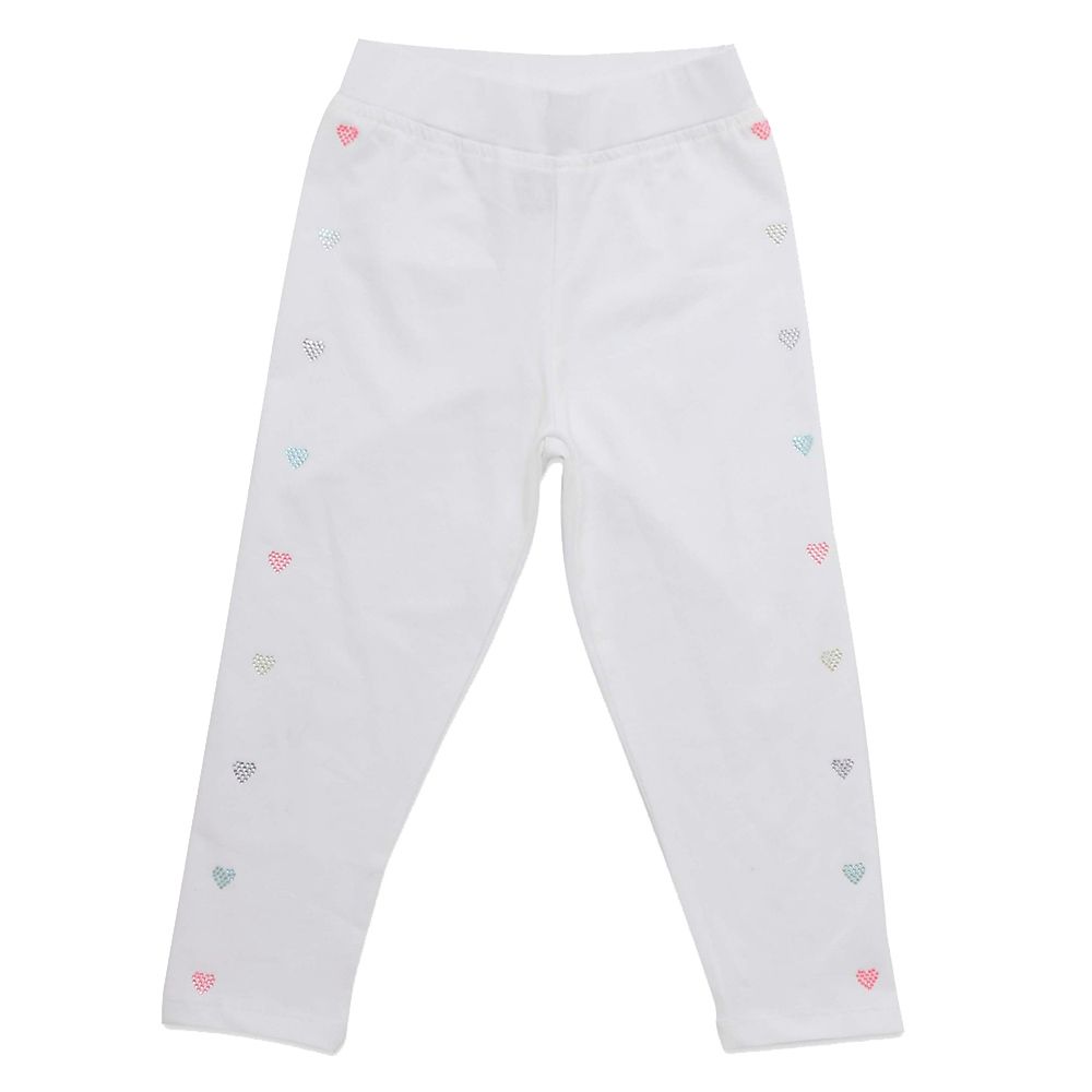 Little Kangaroos - Girl Plain Elasticated Leggings - White