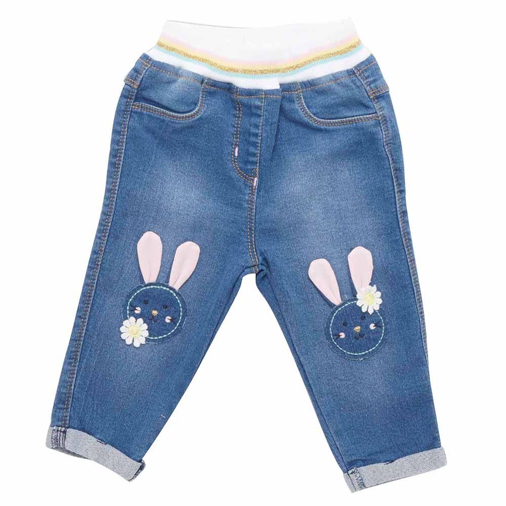 Little Kangaroos - Baby Girl Full Elastic Denim Jeans - Light Blue Wash