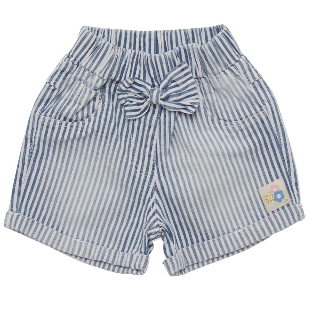 Little Kangaroos - Baby Girl Full Elastic Denim Shorts - Light Blue