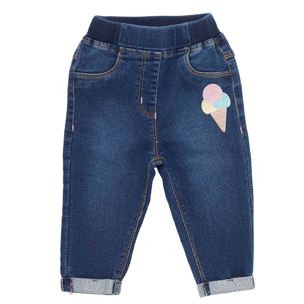 Little Kangaroos - Baby Girl Denim Jeans w/ Pockets - Dark Blue