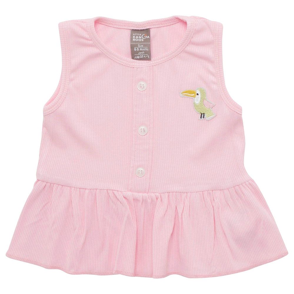 Little Kangaroos - Baby Girl Round Neck Sleeveless Top - Pink