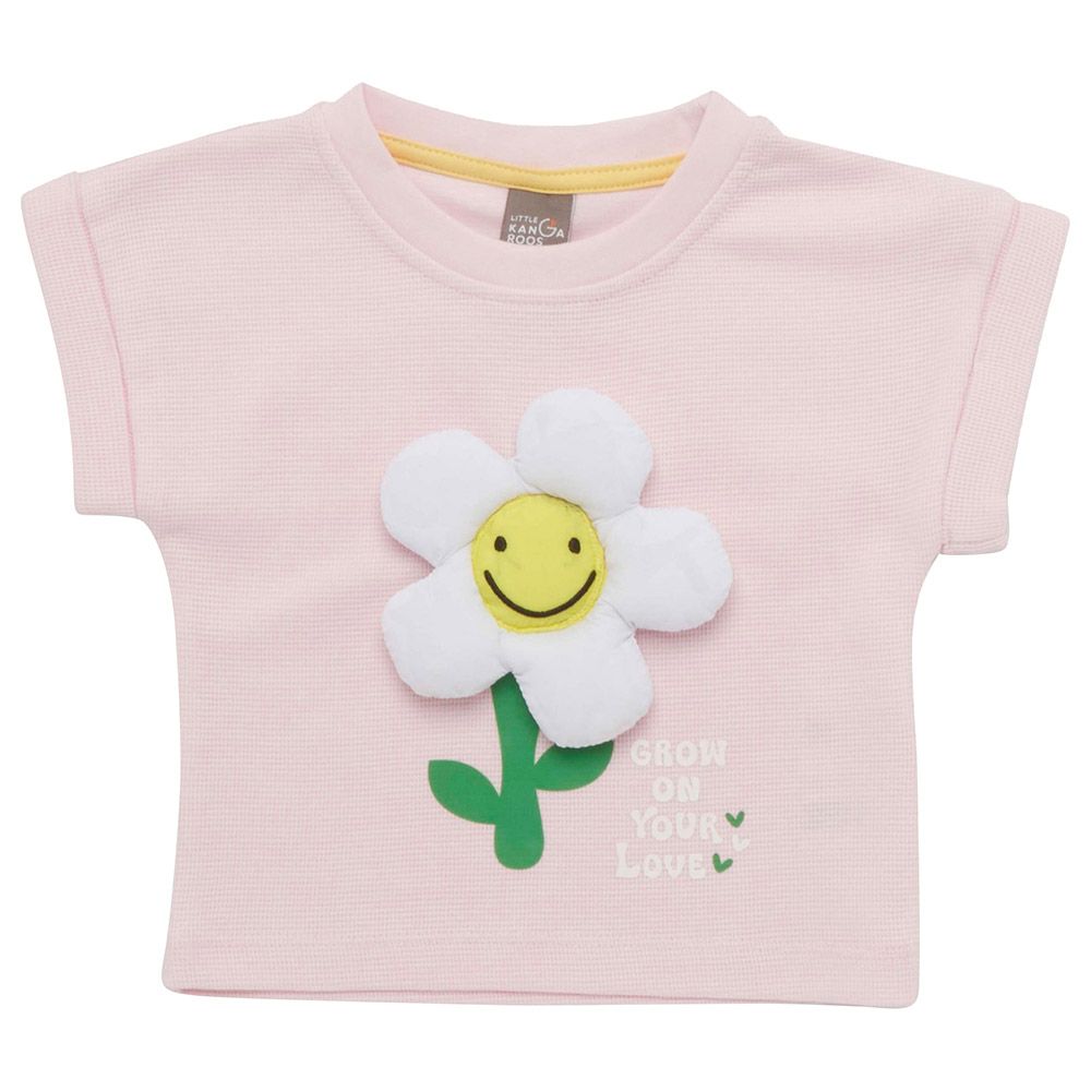 Little Kangaroos - Baby Girl Round Neck T-Shirt - Baby Pink