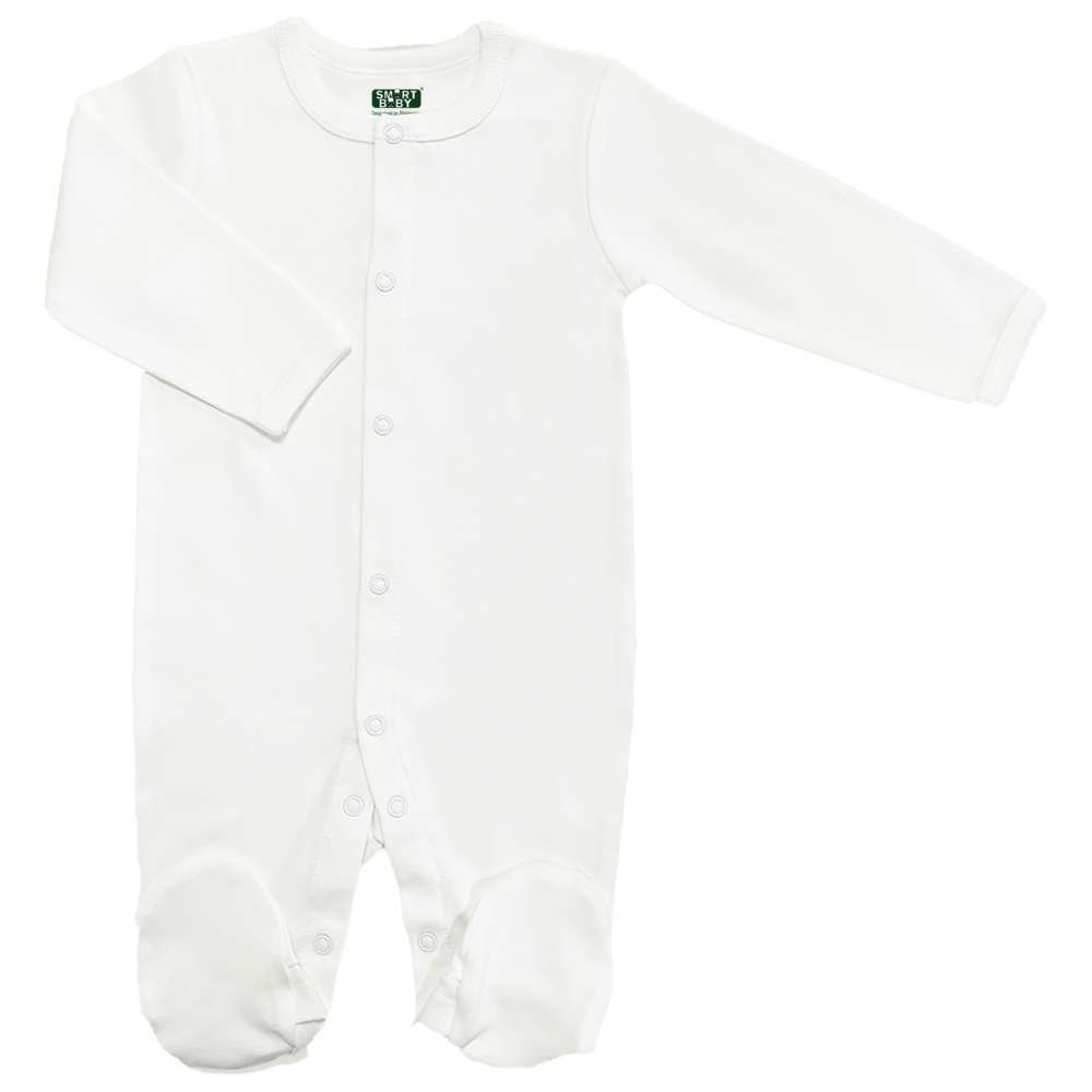 Smart Baby - Organic Full Sleeve Closed Feet Sleepsuit - White