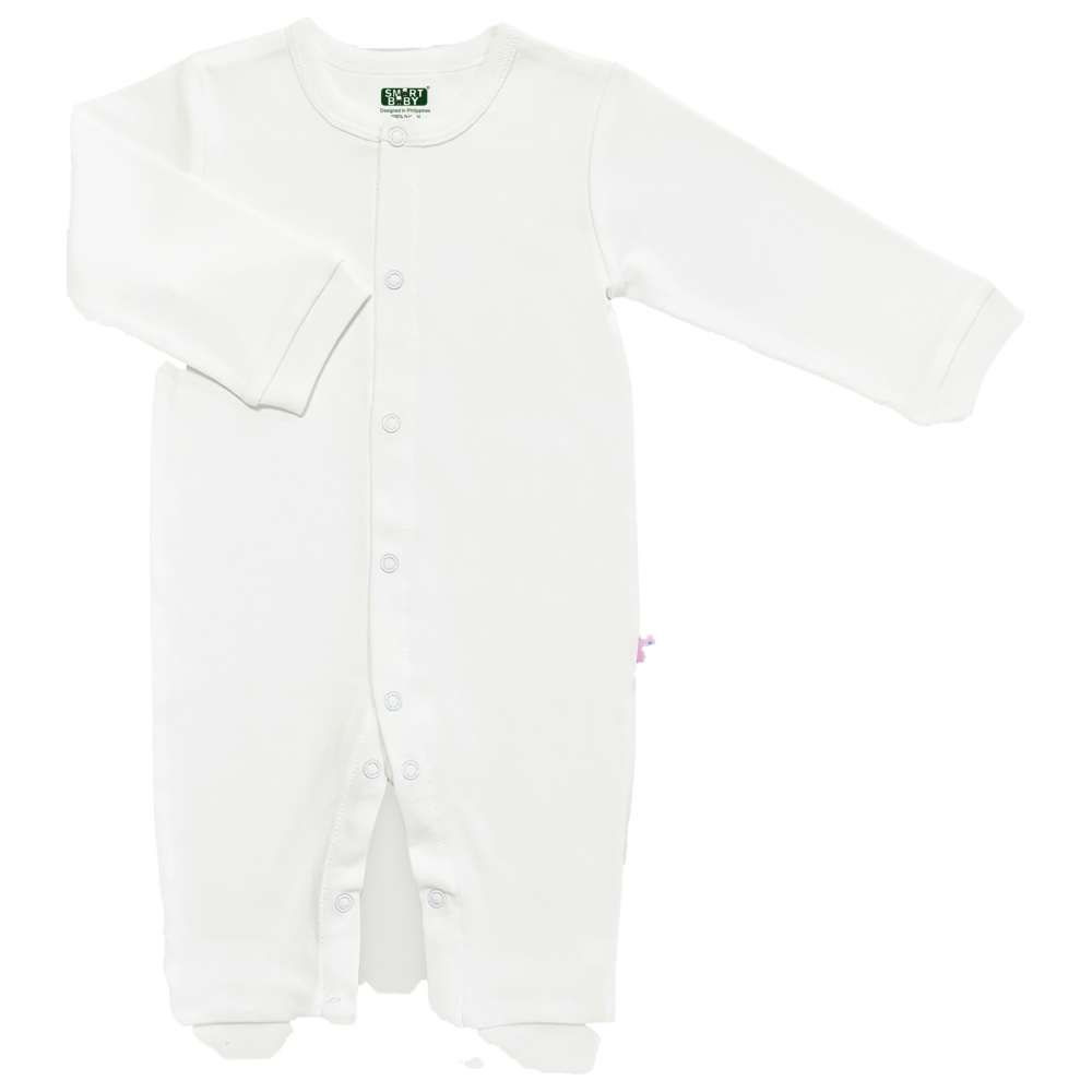 Smart Baby - Organic Full Sleeve Open Feet Sleepsuit - White