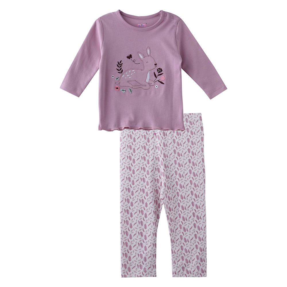 Smart Baby - 2pc-Set - Baby Girl T-Shirt And Pyjama - Lavender