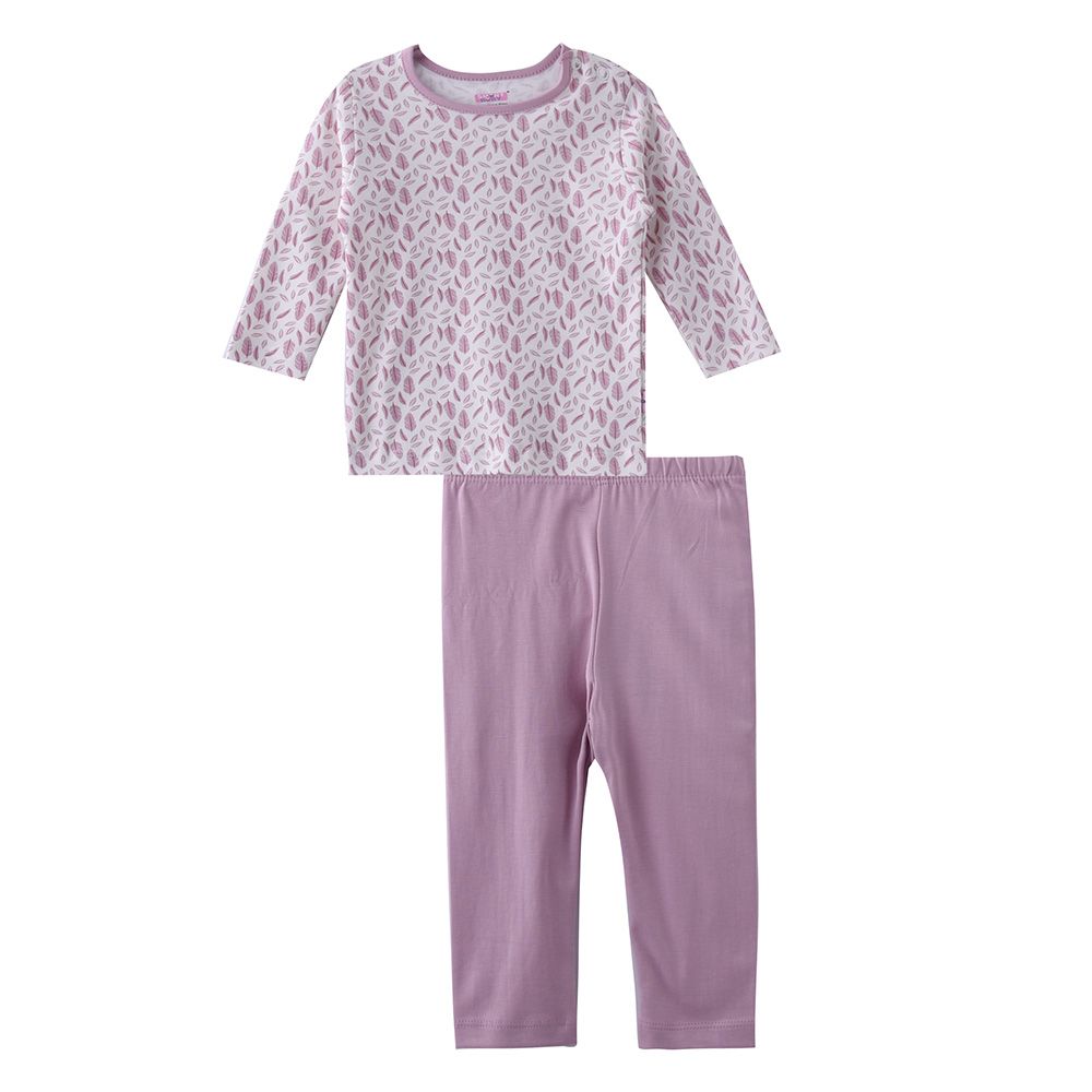 Smart Baby - 2pc-Set - Baby Girl Full Sleeve T-Shirt And Pyjama - Lavender