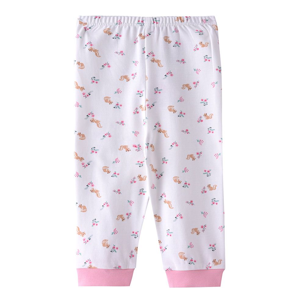 Smart Baby - Baby Girl Printed Elasticated Pajama - White