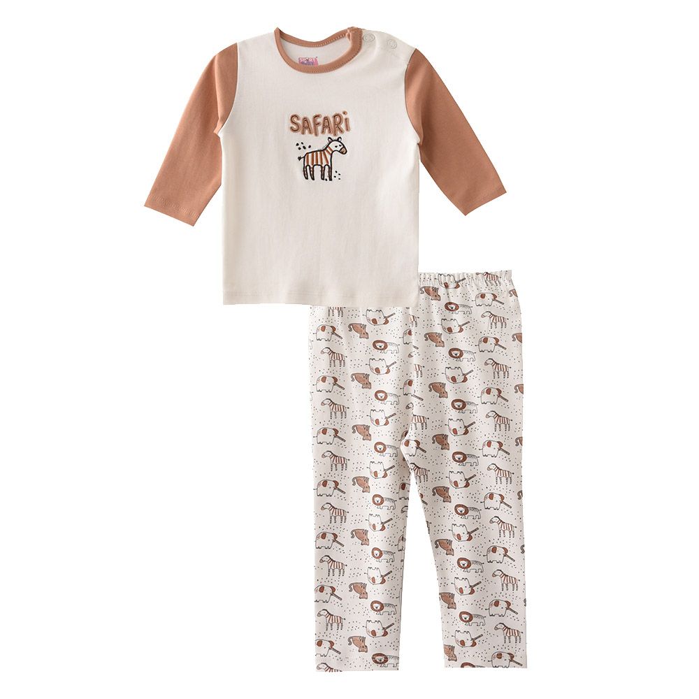 Smart Baby - 2pc-Set - Baby Boy T-Shirt And Pyjama - Brown