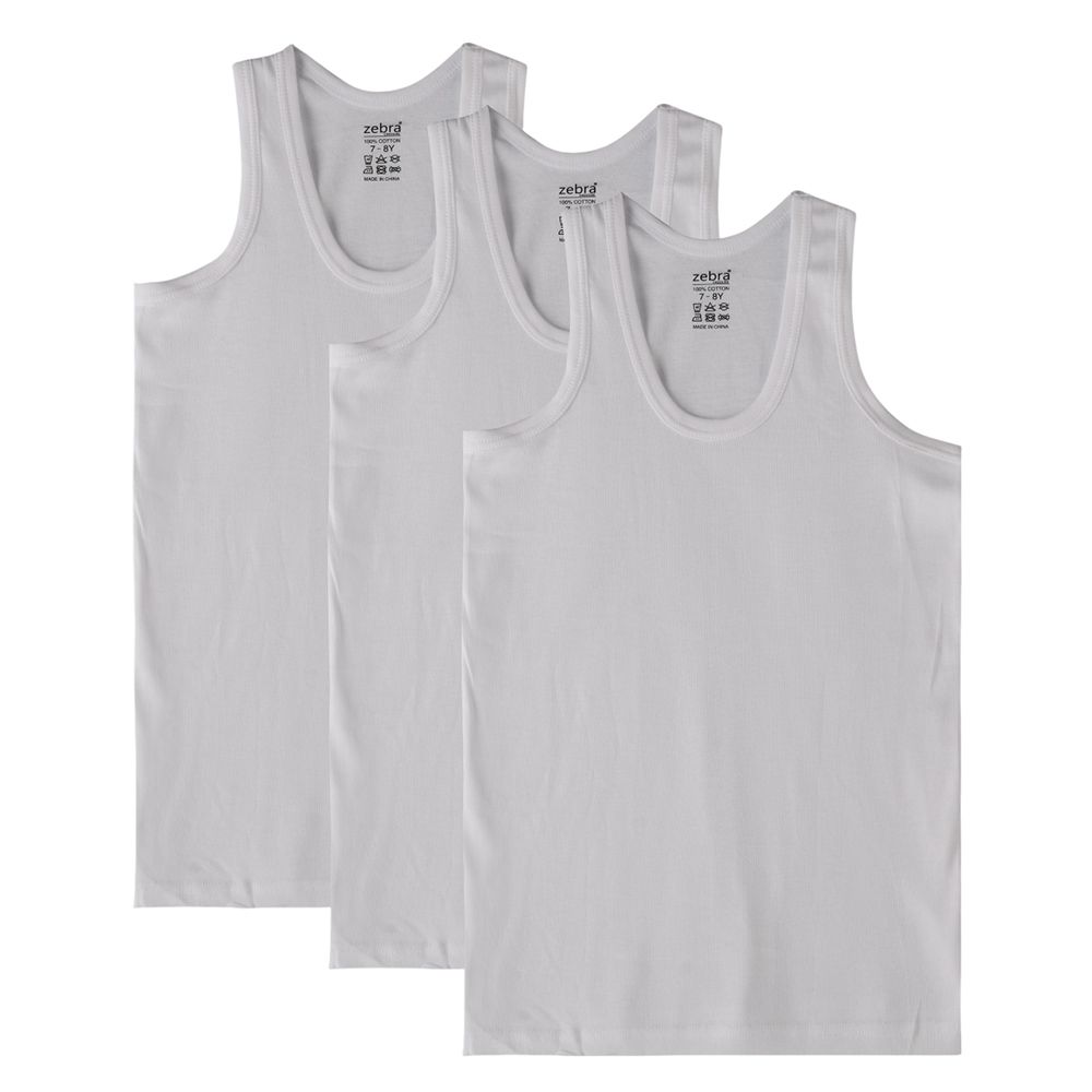 Zebra Crossing - 3pc-Set - Boy's Sleeveless Undertshirt - White