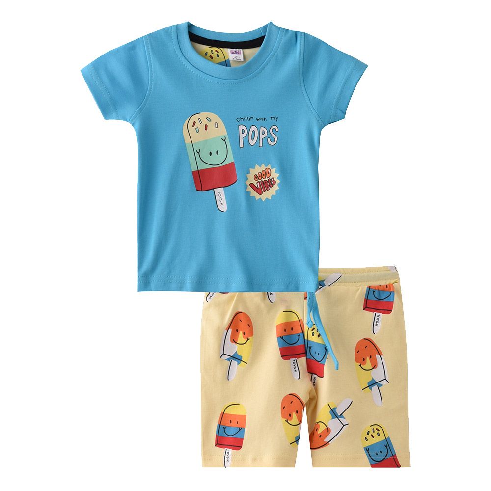 Smart Baby - 2pc-Set - Baby Boy Half Sleeve T-Shirt And Bermuda - Blue