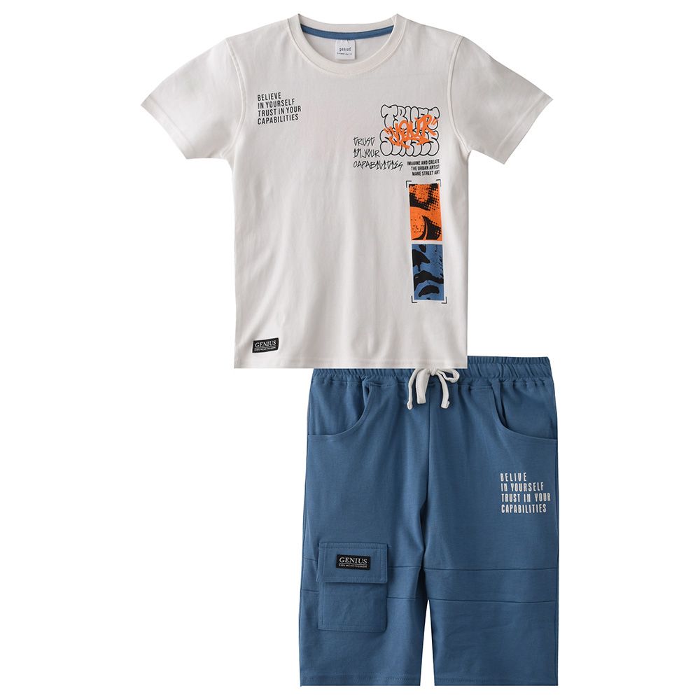 Genius - 2pc-Set - Boy Half Sleeve Printed T-shirt With Bermuda