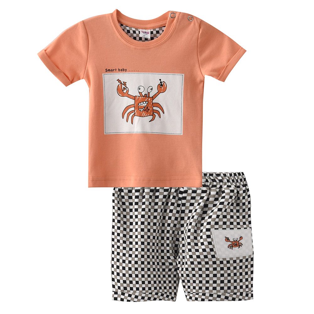 Smart Baby - 2pc-Set - Crab T-Shirt w/ Bermuda Shorts - Light Orange