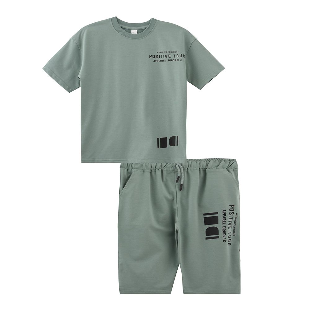 Genius - 2pc-Set - Boy's Short Sleeve T-Shirt w/ Bermuda Shorts - Blue/Grey