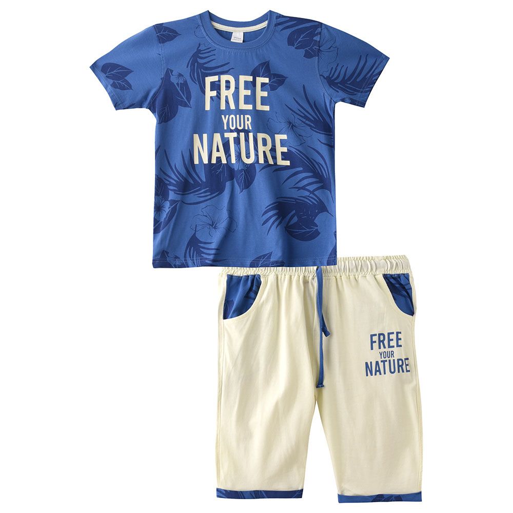 Genius - 2pc-Set - Boy Half Sleeve T-shirt With Bermuda - Dark Blue