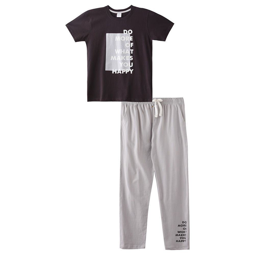 Genius - 2pc-Set - Boy Half Sleeve T-shirt With Pants - Black/Grey