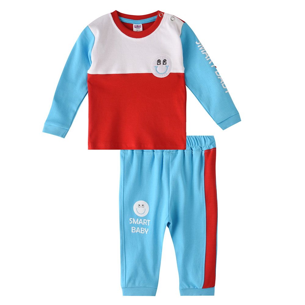 Smart Baby - 2pc-Set - Full Sleeve T-Shirt w/ Pants - Blue